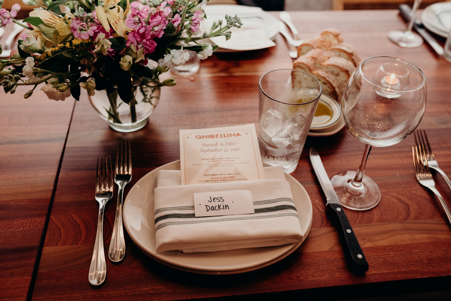 Ghibellina wedding reception table setting