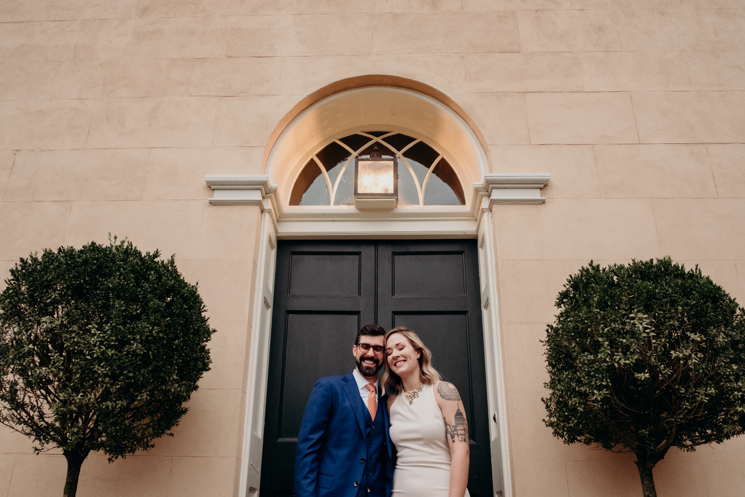 tudor place wedding portrait by the door