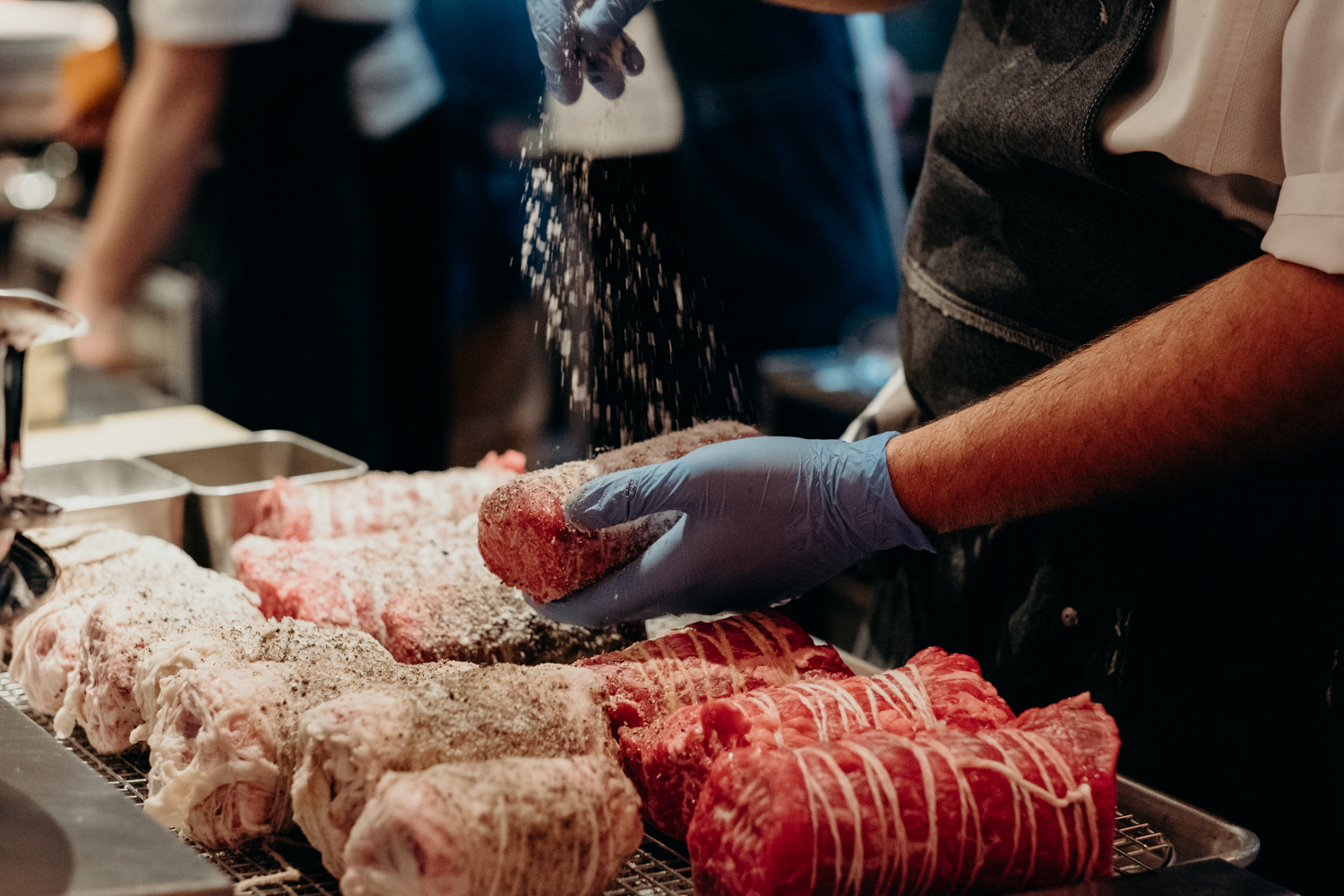 food prep for wedding appetizers at masseria