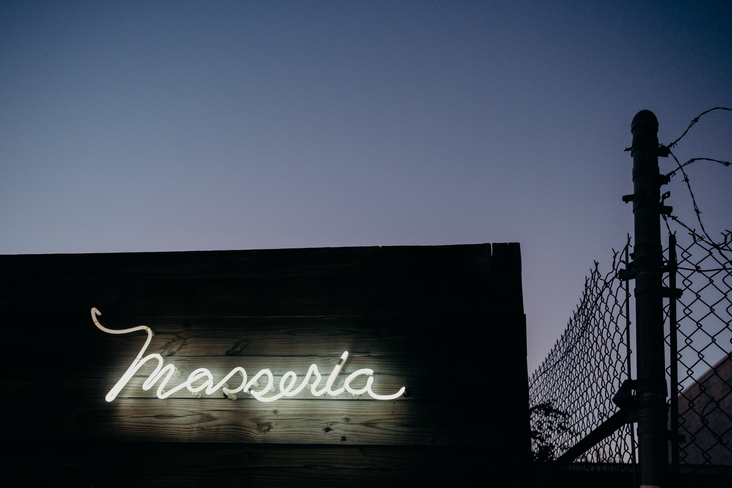 Masseria union market sign at night