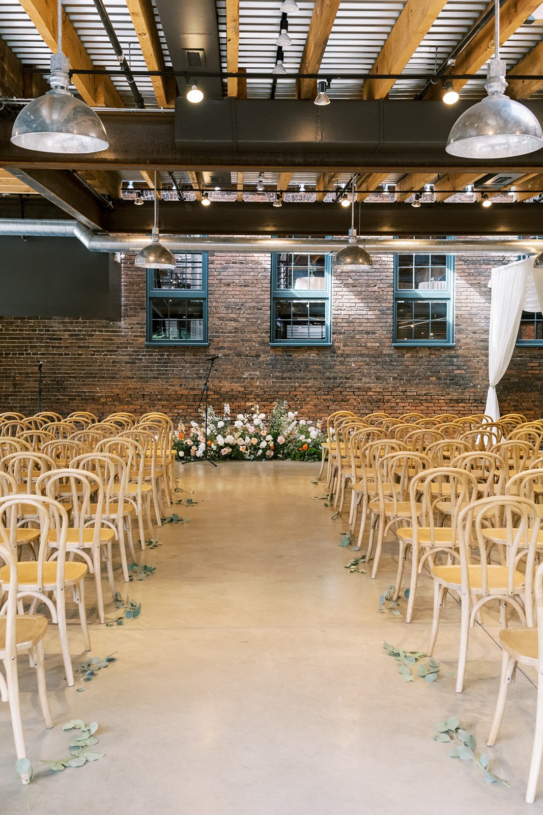 Wedding ceremony setup for the Train Shed at The Winslow Baltimore