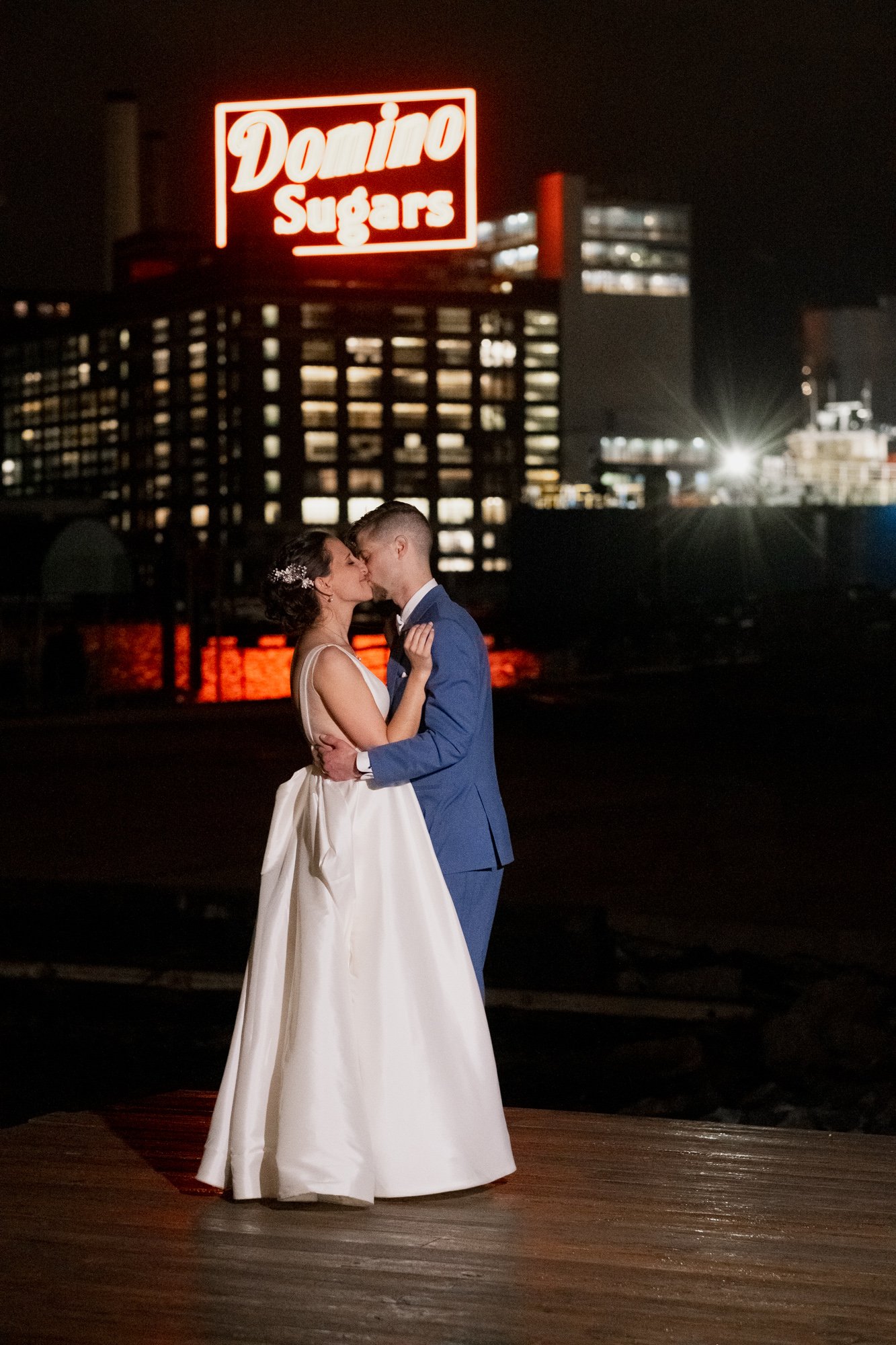 Baltimore Museum of Industry domino sugars wedding couple night portrait